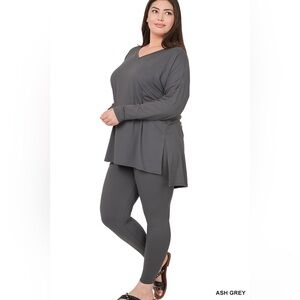 NWT ZENANA BRUSHED DTY MICROFIBER LOUNGEWEAR SET